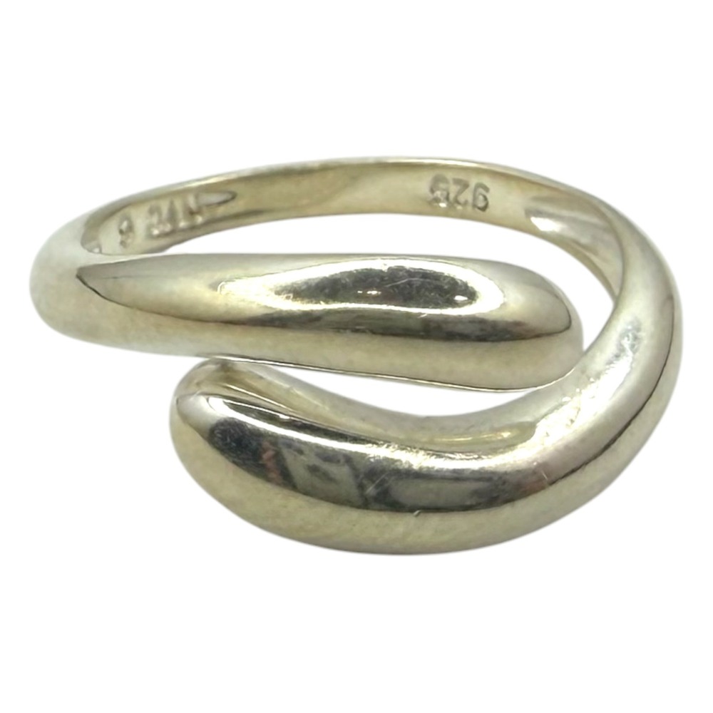 NVC Bypass Ring Sterling Silver 925 Size 6 Silver Minimalist Polished Band